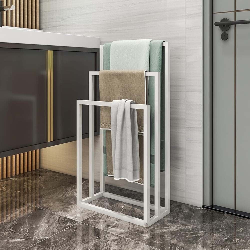 3 Tier Metal Freestanding Towel Rack Rail Holder Drying Stand